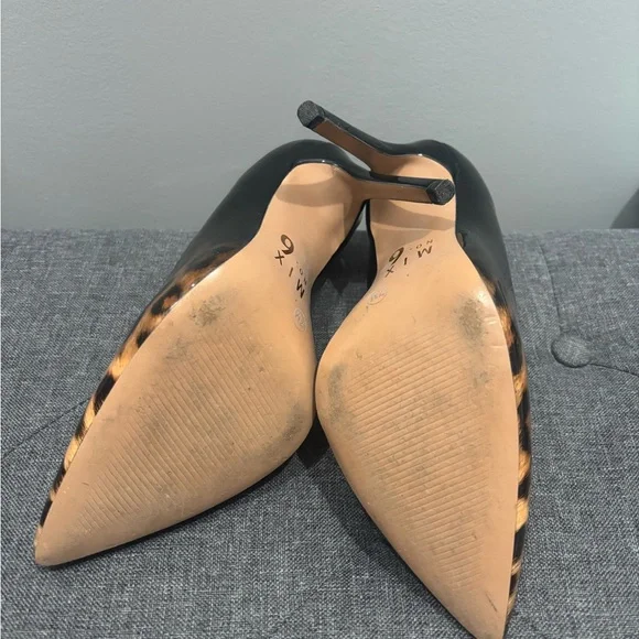 Mix No 6 Leopard Print and Black Patent Leather Heels - Picture 2 of 2